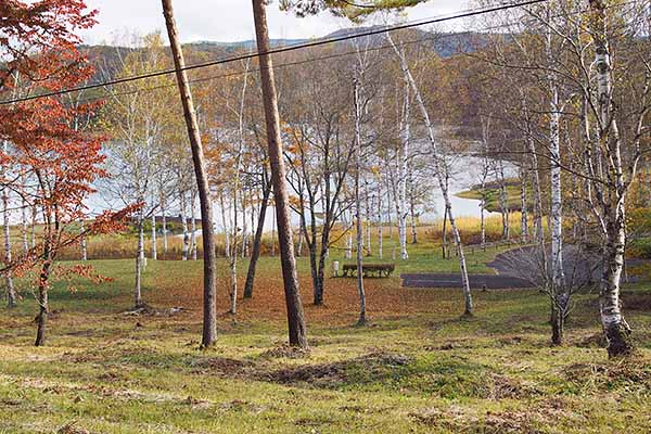 湖畔にあるキャンプ場